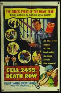 b185 CELL 2455 DEATH ROW one-sheet movie poster '55 Caryl Chessman bio!