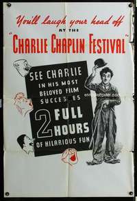 b191 CHARLIE CHAPLIN FESTIVAL one-sheet movie poster '38 comedy shorts!
