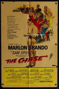 b193 CHASE one-sheet movie poster '66 Marlon Brando, Jane Fonda, Redford