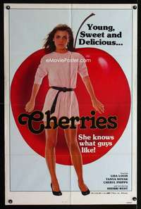b196 CHERRIES one-sheet movie poster '70s she knows what guys like!