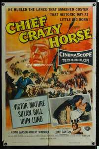 b199 CHIEF CRAZY HORSE one-sheet movie poster '55 Mature, Native Americans