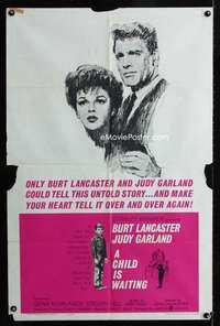 b201 CHILD IS WAITING one-sheet movie poster '63 Lancaster, Judy Garland