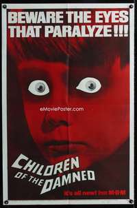 b202 CHILDREN OF THE DAMNED one-sheet movie poster '64 creepy image!