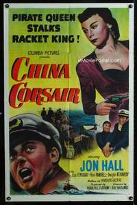 b203 CHINA CORSAIR one-sheet movie poster '51 Jon Hall, Lisa Ferraday