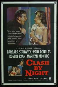b214 CLASH BY NIGHT one-sheet movie poster '52 early Marilyn Monroe!