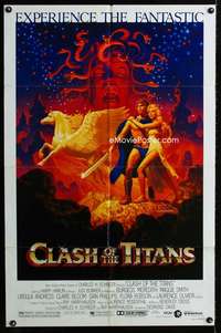 b215 CLASH OF THE TITANS one-sheet movie poster '81 Hildebrandt art!