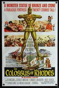 b221 COLOSSUS OF RHODES one-sheet movie poster '61 Sergio Leone, Greek!