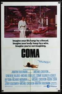 b222 COMA one-sheet movie poster '77 Genevieve Bujold, Michael Douglas