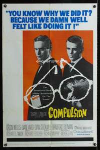 b230 COMPULSION one-sheet movie poster '59 Orson Welles, Richard Fleischer