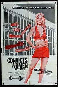 b234 CONVICTS WOMEN one-sheet movie poster '70 willing girls become slaves!