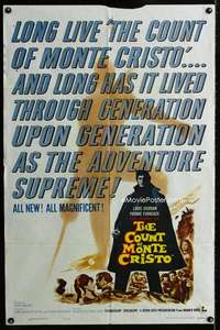 b239 COUNT OF MONTE CRISTO one-sheet movie poster '62 Louis Jourdan