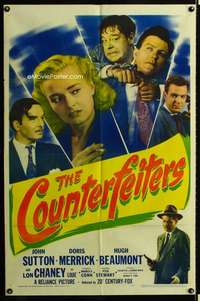 b240 COUNTERFEITERS one-sheet movie poster '48 Lon Chaney, Hugh Beaumont
