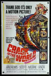 b241 CRACK IN THE WORLD one-sheet movie poster '65 atom bomb explodes!