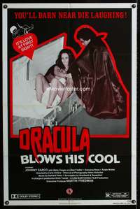 b333 DRACULA BLOWS HIS COOL one-sheet movie poster '82 female photographer!