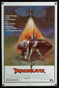b336 DRAGONSLAYER one-sheet movie poster '81 Jeff Jones fantasy artwork!