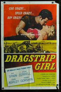 b337 DRAGSTRIP GIRL one-sheet movie poster '57 car crazy & speed crazy!