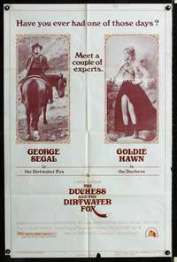 b340 DUCHESS & THE DIRTWATER FOX advance one-sheet movie poster '76 Hawn