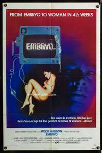 b354 EMBRYO one-sheet movie poster '76 Rock Hudson, human cloning sci-fi!