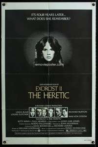 b368 EXORCIST 2: THE HERETIC one-sheet movie poster '77 Linda Blair