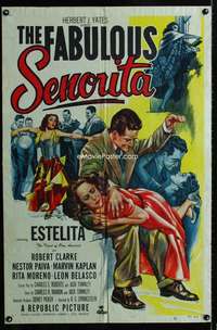 b372 FABULOUS SENORITA one-sheet movie poster '52 great spanking image!