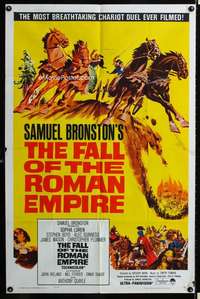 b373 FALL OF THE ROMAN EMPIRE yellow one-sheet movie poster '64 Sophia Loren