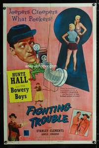b382 FIGHTING TROUBLE one-sheet movie poster '56 Bowery Boys, sexy Jergens