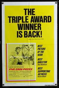 b390 FIVE EASY PIECES one-sheet movie poster R73 Jack Nicholson, Rafelson