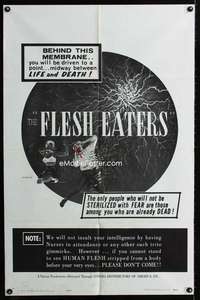 b392 FLESH EATERS one-sheet movie poster '64 great image and taglines!