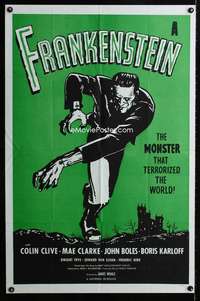 b398 FRANKENSTEIN one-sheet movie poster R60s best Boris Karloff!