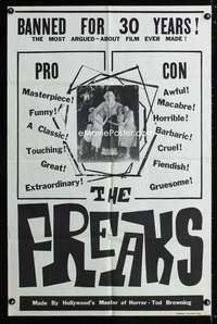 b401 FREAKS one-sheet movie poster R62 Tod Browning, classic sideshow!