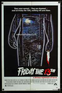 b404 FRIDAY THE 13th one-sheet movie poster '80 horror classic!