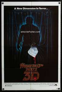 b405 FRIDAY THE 13th 3 - 3D one-sheet movie poster '82 slasher sequel!