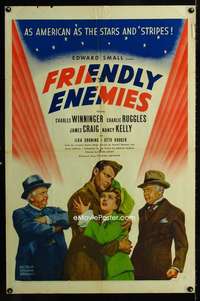 b406 FRIENDLY ENEMIES one-sheet movie poster '42 Arthur William Brown art!