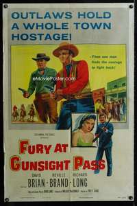 b415 FURY AT GUNSIGHT PASS one-sheet movie poster '56 one man fights back!