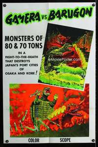 b418 GAMERA VS BARUGON one-sheet movie poster '66 Japanese monsters!