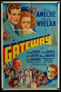 b421 GATEWAY one-sheet movie poster '38 pretty Fox stone litho, Don Ameche
