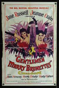 b427 GENTLEMEN MARRY BRUNETTES one-sheet movie poster '55 Russell, Crain