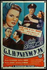 b416 G.I. HONEYMOON one-sheet movie poster '45 Gale Storm, stone litho!