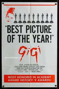 b441 GIGI one-sheet movie poster '58 Most Honored in Academy Award history!