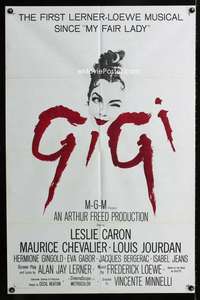 b442 GIGI one-sheet movie poster R66 great Hooks art of Leslie Caron!