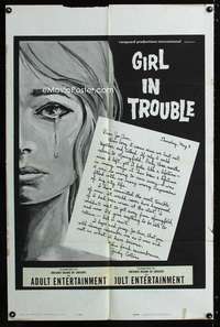 b445 GIRL IN TROUBLE one-sheet movie poster '63 classic exploitation!