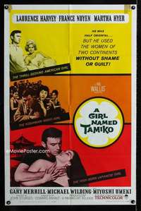 b446 GIRL NAMED TAMIKO one-sheet movie poster '62 Laurence Harvey, Sturges