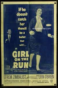 b448 GIRL ON THE RUN one-sheet movie poster '58 77 Sunset Strip pilot!