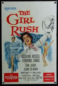 b449 GIRL RUSH one-sheet movie poster '55 Rosalind Russell in Las Vegas!