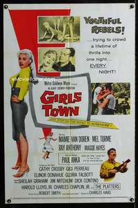 b452 GIRLS TOWN one-sheet movie poster '59 Mamie Van Doren, Mel Torme