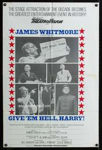 b454 GIVE 'EM HELL HARRY one-sheet movie poster '75 Whitmore's 1-man show!