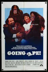 b462 GOING APE one-sheet movie poster '81 Tony Danza, DeVito, orangutans!