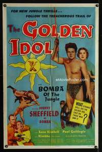 b466 GOLDEN IDOL one-sheet movie poster '54 Johnny Sheffield as Bomba!