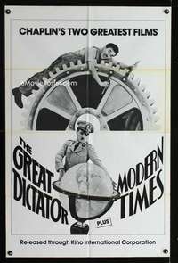 b485 GREAT DICTATOR/MODERN TIMES one-sheet movie poster '80s Charlie Chaplin