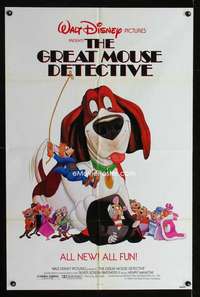 b486 GREAT MOUSE DETECTIVE one-sheet movie poster '86 Disney cartoon!